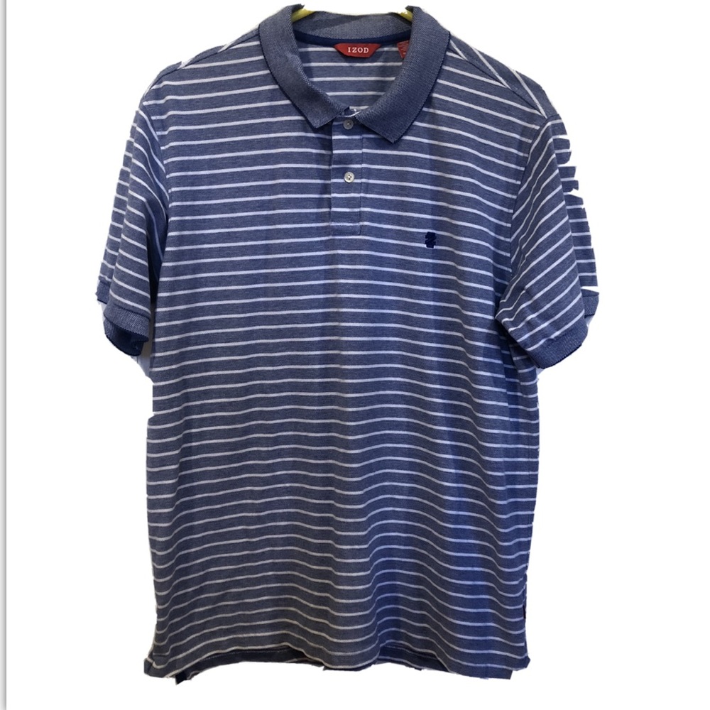 Mens IZOD Blue and White Striped Polo Size XL